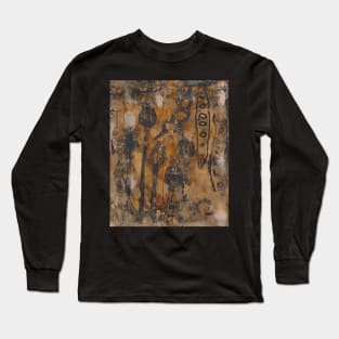 Abstract poppies and seedpods monoprint Long Sleeve T-Shirt